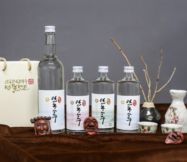 친환경 먹거리 다팜,안동 소주 375ml 선물세트 [안동소주 + 국화주] (32도)