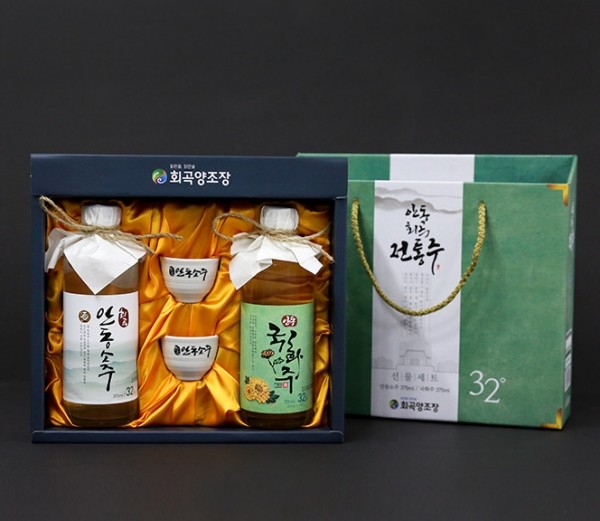 친환경 먹거리 다팜,안동 소주 375ml 선물세트 [안동소주 + 국화주] (32도)
