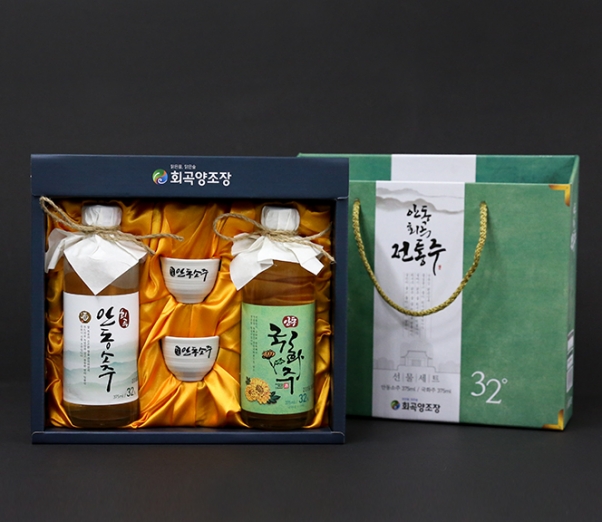 친환경 먹거리 다팜,안동 소주 500ml 약주 선물세트 [예미주 + 고백주] (13도)